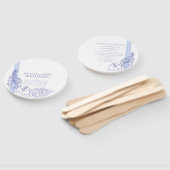 blauwe tropische botanica lijnbruiloft handwaaier (Niet-gemonteerd)