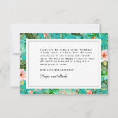 Blauwe tropische botanische bruiloft dank u kaart (Achterkant)