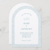 Blauwe Tropische bruiloft Kaart (Voorkant / Achterkant)