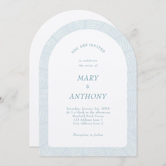 Blauwe Tropische bruiloft Kaart (Voorkant / Achterkant)