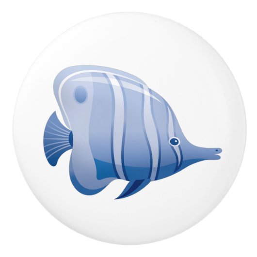 Blauwe Tropische Cartoon Kast Knop Deur (Voorkant)