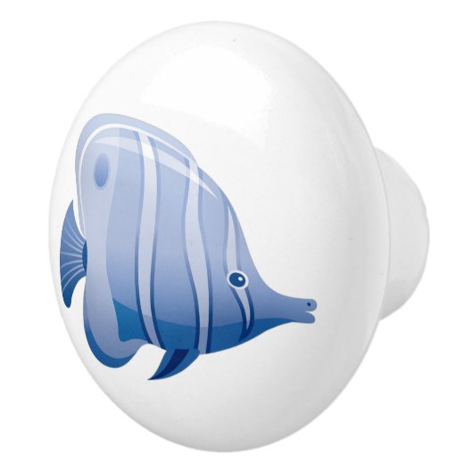 Blauwe Tropische Cartoon Kast Knop Deur (Rechts)