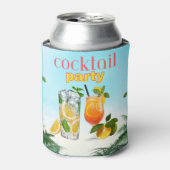 Blauwe tropische cocktailparty blikjeskoeler (Blikje Voorkant)