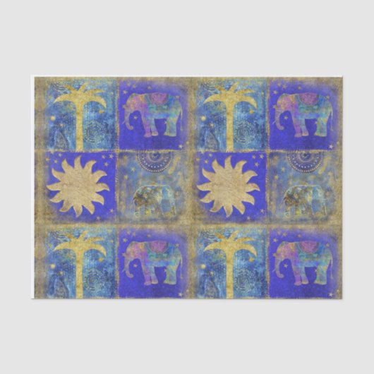 Blauwe tropische droom tissuepapier (Voorkant)