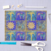 Blauwe tropische droom tissuepapier (Craft)