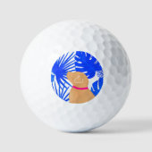 Blauwe Tropische Eiland Gele Hond Golf Ballen (Voorkant)