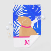 Blauwe Tropische Eiland Gele Hond Golf Handdoek (Insitu)