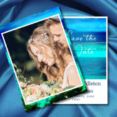 Blauwe Tropische Foto Ocean Destination Wedding Save The Date