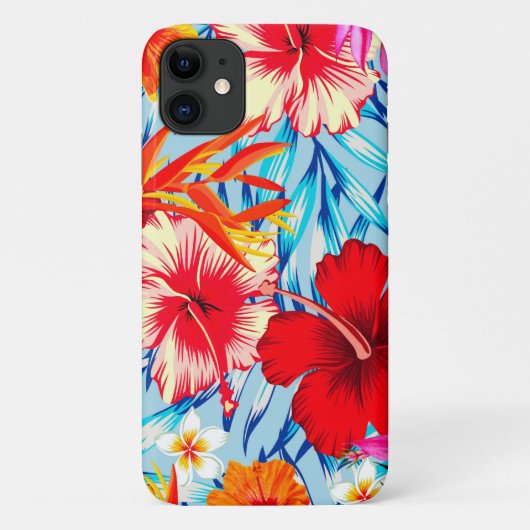 Blauwe Tropische hibiscus bloemen Case-Mate iPhone Case (Achterkant)