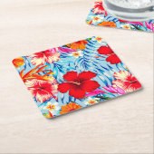 Blauwe Tropische hibiscus bloemen Kartonnen Onderzetters (Schuin)