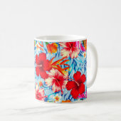 Blauwe Tropische hibiscus bloemen Koffiemok (Voorkant rechts)