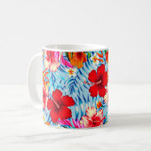 Blauwe Tropische hibiscus bloemen Koffiemok (Voorkant links)