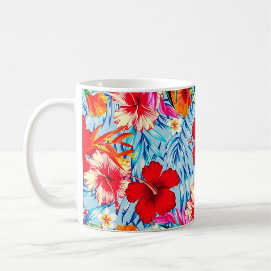 Blauwe Tropische hibiscus bloemen Koffiemok (Links)