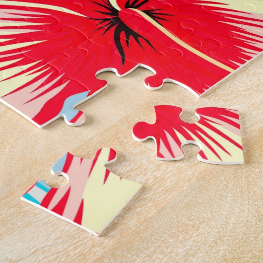 Blauwe Tropische hibiscus bloemen Legpuzzel (Zijkant)