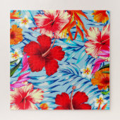 Blauwe Tropische hibiscus bloemen Legpuzzel (Horizontaal)