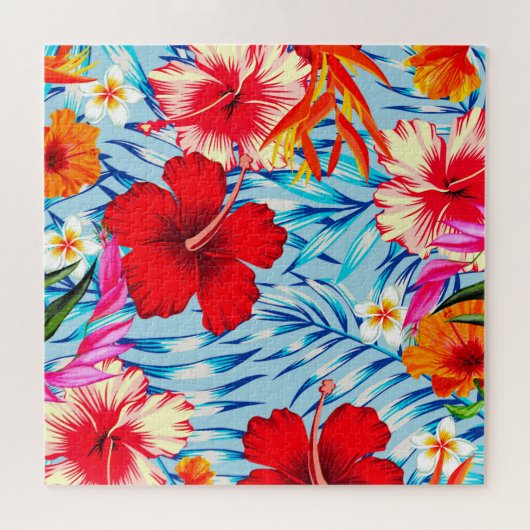 Blauwe Tropische hibiscus bloemen Legpuzzel (Horizontaal)