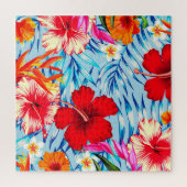 Blauwe Tropische hibiscus bloemen Legpuzzel (Verticaal)