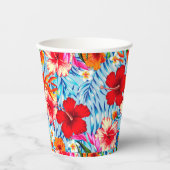 Blauwe Tropische hibiscus bloemen Papieren Bekers (Voorkant)
