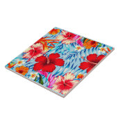 Blauwe Tropische hibiscus bloemen Tegeltje (Zijkant)