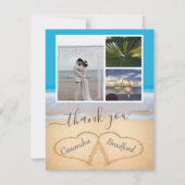 Blauwe tropische kever in zand huwelijk bedankkaart (Voorkant)