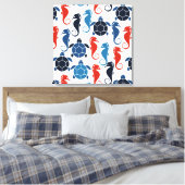 Blauwe tropische oceaan Zee Turtle Seapaarden Canvas Afdruk (Insitu (Slaapkamer))
