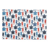 Blauwe tropische oceaan Zee Turtle Seapaarden Kussensloop (Achterkant)