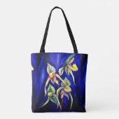 Blauwe tropische orchideeën tote bag (Achterkant)