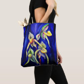 Blauwe tropische orchideeën tote bag (Dichtbij)