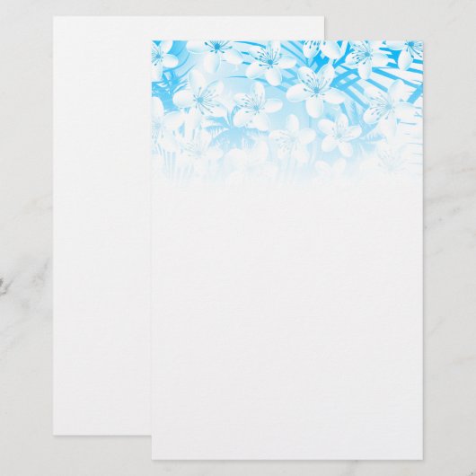 Blauwe tropische palmbomen briefpapier (Voorkant / Achterkant)