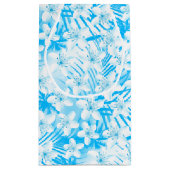 Blauwe tropische palmbomen klein cadeauzakje (Achterkant)