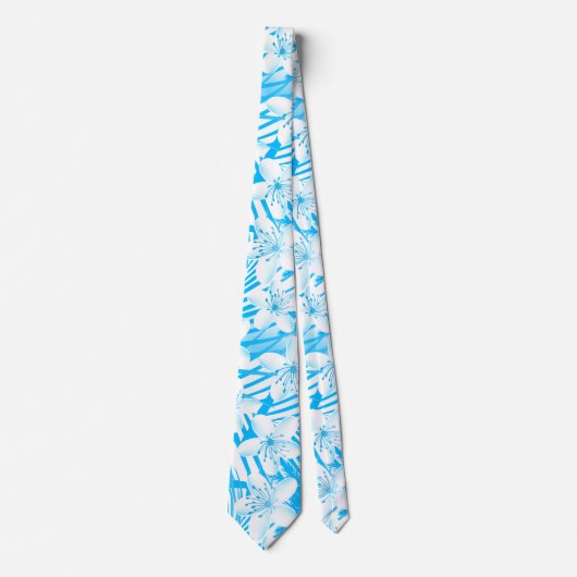 Blauwe tropische palmbomen stropdas (Voorkant)