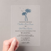 Blauwe tropische palmbomen Weddenschappen Acryl Uitnodigingen (Insitu (Draagbaar))
