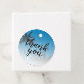 Blauwe tropische palmboom Beach Dank je huwelijk Bedankjes Labels (In situ)