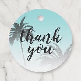 Blauwe Tropische Palmboom Strand Dank U Trouwdag Bedankjes Labels