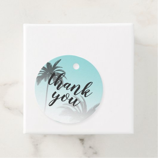 Blauwe Tropische Palmboom Strand Dank U Trouwdag Bedankjes Labels (In situ)