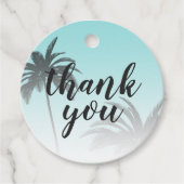 Blauwe Tropische Palmboom Strand Dank U Trouwdag Bedankjes Labels (Voorkant)