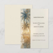 Blauwe Tropische Save The Date Kaart (Voorkant / Achterkant)