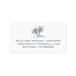 Blauwe Tropische Twin Palm Trees RSVP Adresetikett Etiket