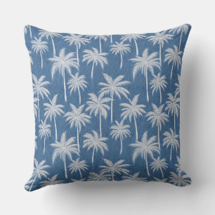 Blauwe Tropische Vibes Palmbomen Kussen