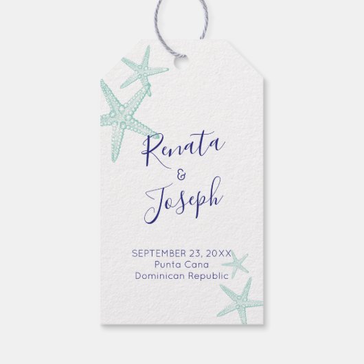 Blauwe tropische vlekvangers cadeaulabel (Achterkant)