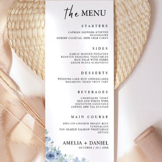 Blauwe Trouw Menu Kaarten Sjabloon