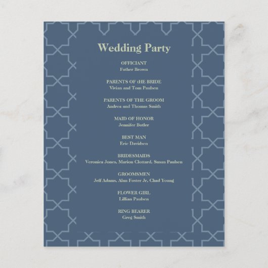 Blauwe Trouw met Latticewerk Patroon (Achterkant)