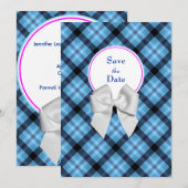 Blauwe Trouw Save the Date Aankondiging (Voorkant / Achterkant)