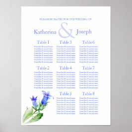 blauwe Trouw Stoelindeling Tafel Planner 1-8 Poster