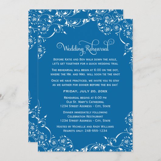 blauwe trouwerij met schuifwiel en binnenste kaart (Voorkant / Achterkant)