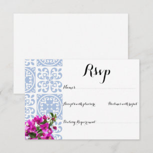 BLAUWE TROUWKAART ANTWOORDKAART RSVP KAARTJE