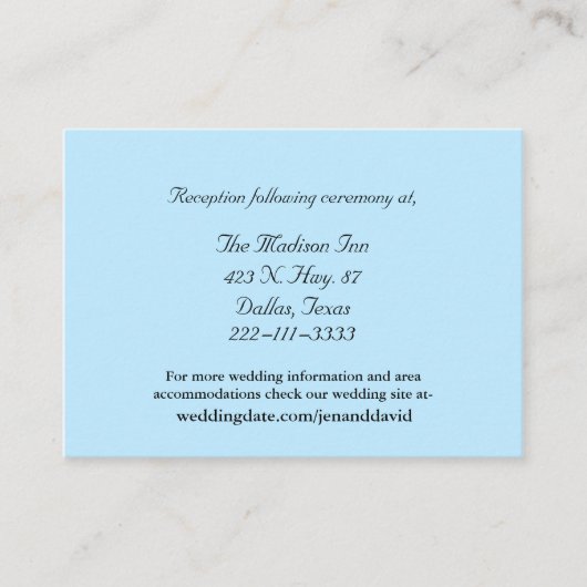 Blauwe trouwkaarten informatiekaartje (Voorkant)