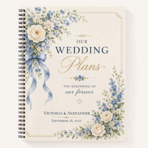 Blauwe Trouwplanteringsdagboek met Wilde Bloemen Notitieboek