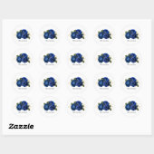 Blauwe trouwrozen aanpasbaar ronde sticker (Vel)