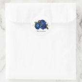 Blauwe trouwrozen aanpasbaar ronde sticker (Tas)